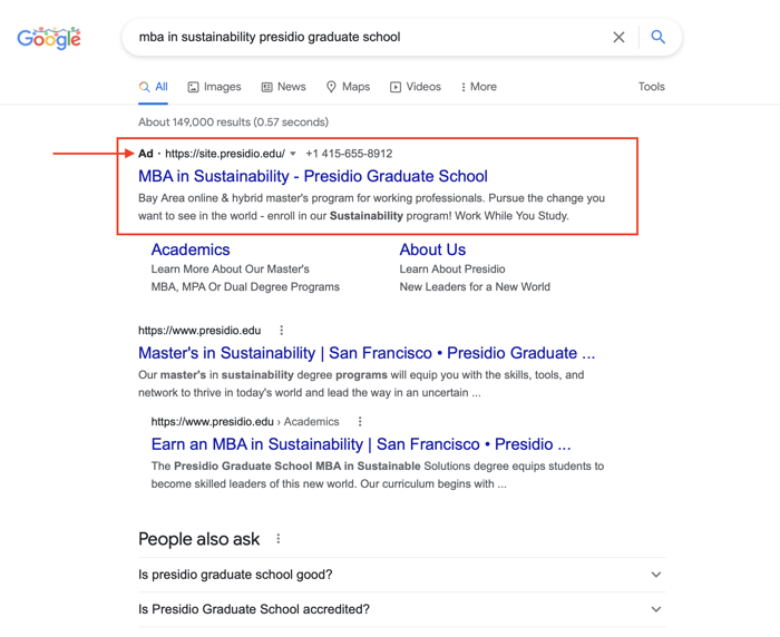 Google Ad Example